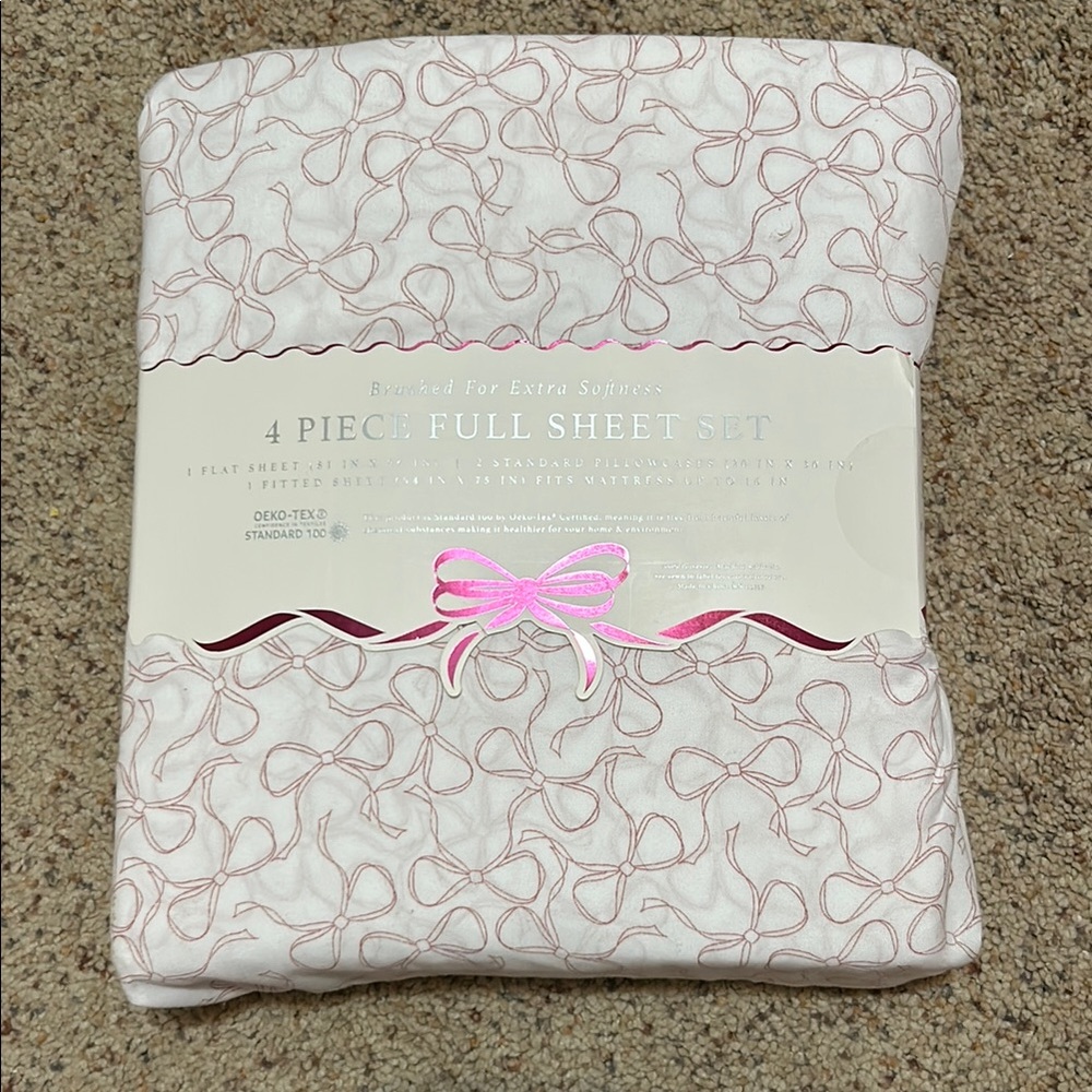 Mauve/pink bow full sheet set